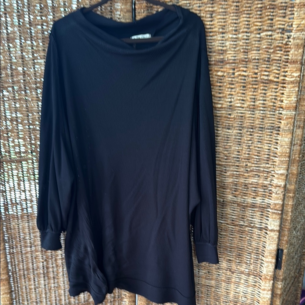We The Free Black Boxy 3/4 Sleeve Blouse
